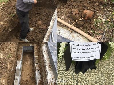 كشف سفال در قبر در حال حفر كابلی